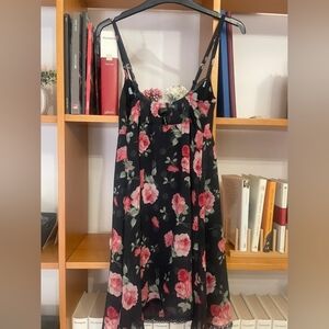 Pink and Red Babydoll Mini Dress with Spaghetti Straps